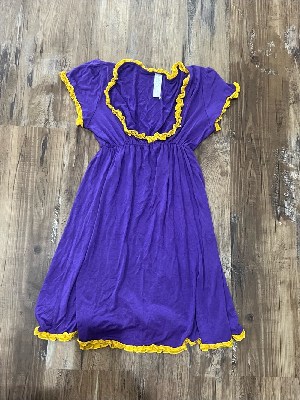 Purple & Gold ruffle dress or swim covereup
